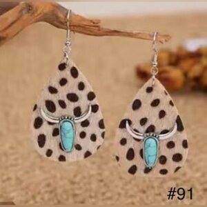 #91 | Western Bull Animal Print Dangle Earrings